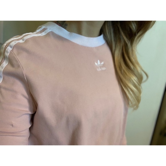 Small, Adidas, Essentials blush beige 3 stripe long sleeve - Picture 11 of 14